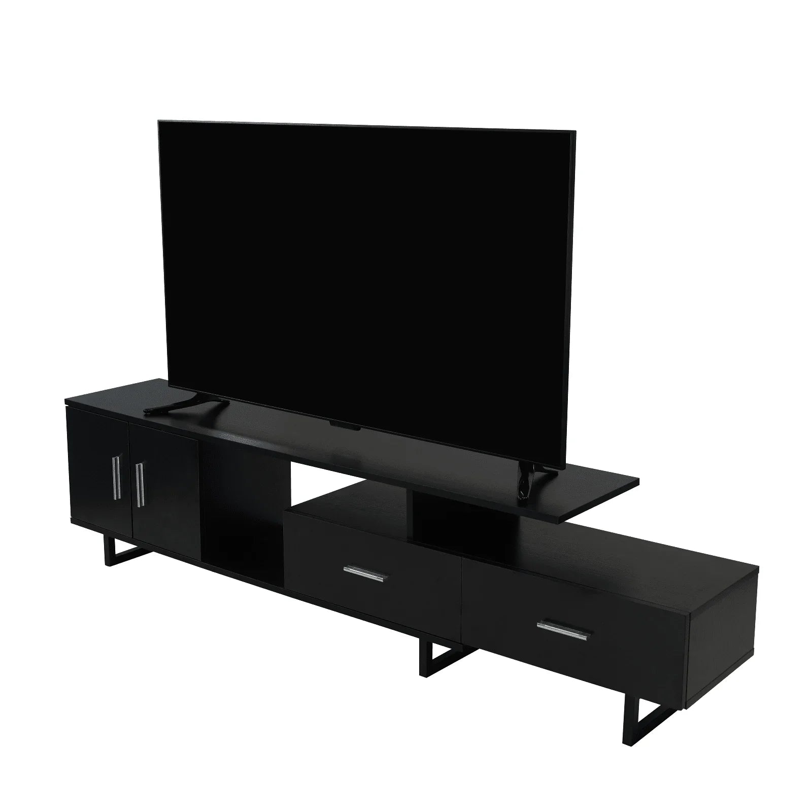 Avery Mid-Century Modern TV Stand with MDF Cabinet and Powder Coated Steel Legs - Elax Furniture