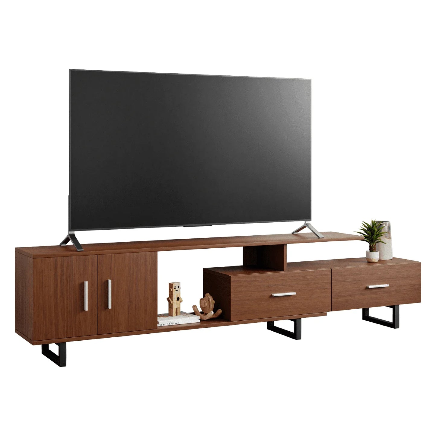 Avery Mid-Century Modern TV Stand with MDF Cabinet and Powder Coated Steel Legs - Elax Furniture
