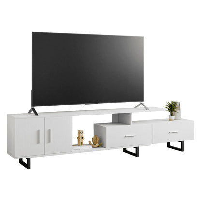 Avery Mid-Century Modern TV Stand with MDF Cabinet and Powder Coated Steel Legs - Elax Furniture