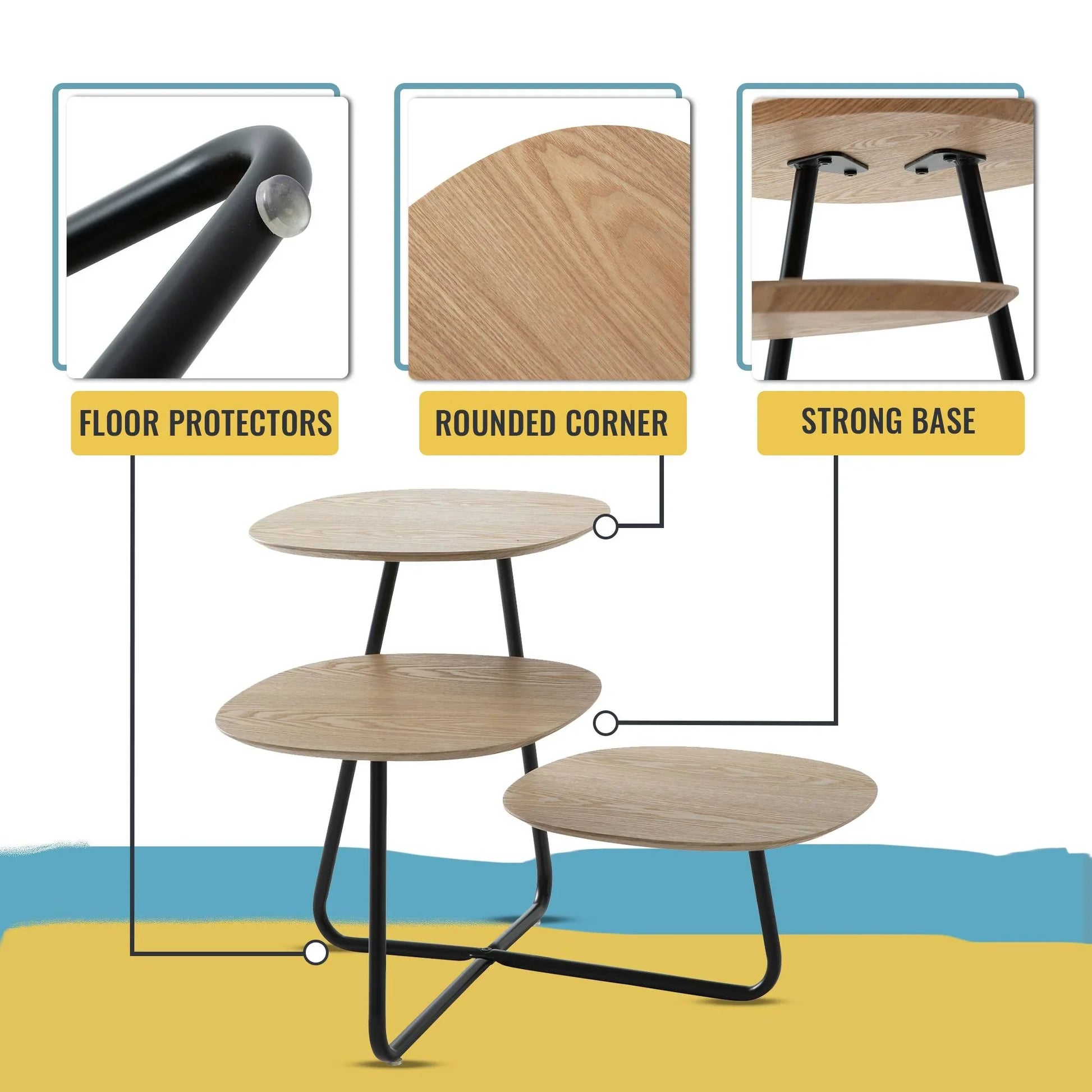 Hazelton Multi-Top End Tables with Manufactured Wood Top and Powder Coated Steel Frame - Elax Furniture