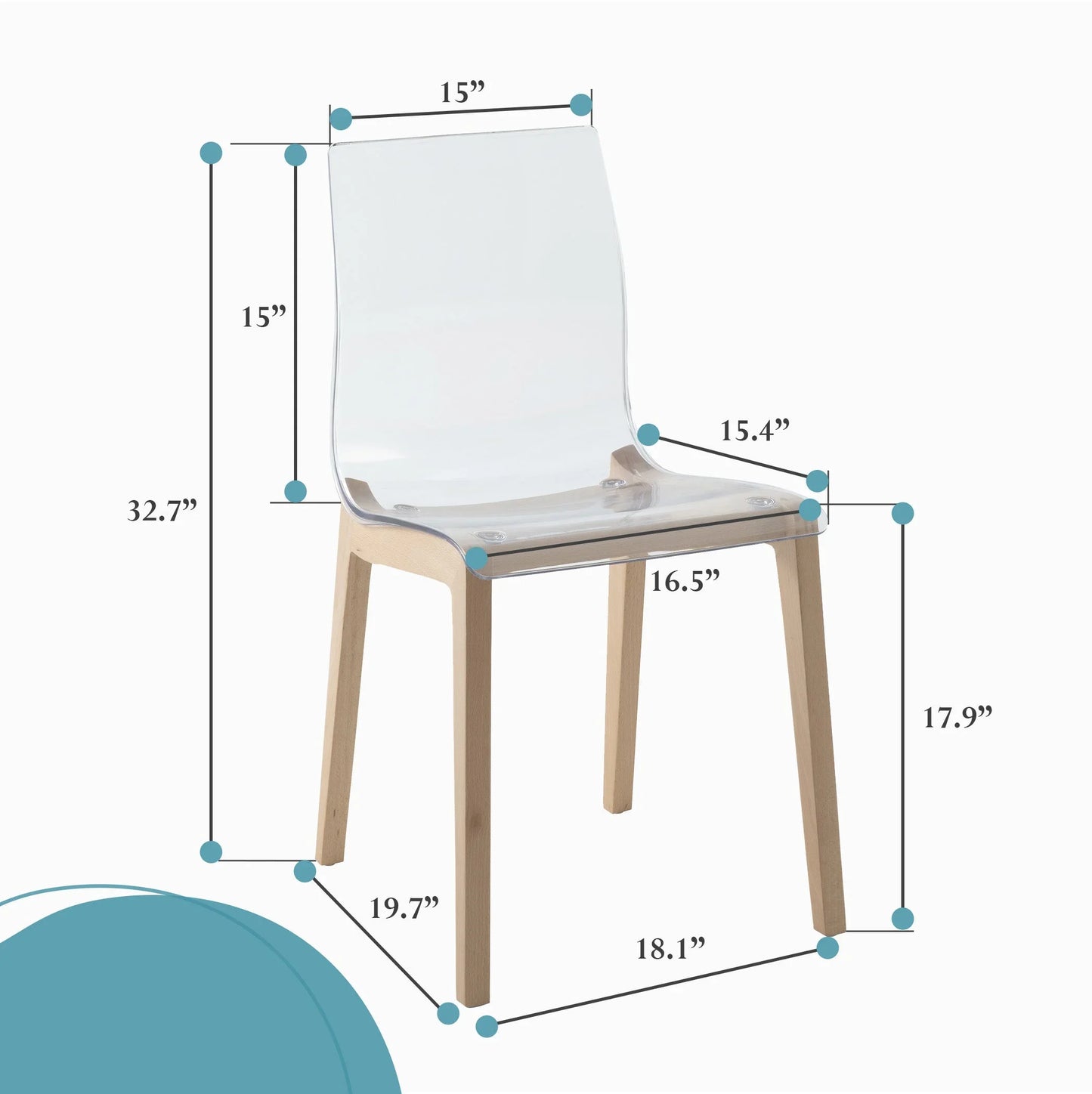 Marsden Modern Dining Side Chair with Beech Wood Legs, Set of 4 - Elax Furniture