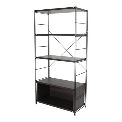 Brentwood Etagere Bookcase with Black Powder Coated Steel Frame and Melamine Board Shelves - Elax Furniture