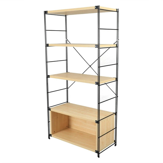 Brentwood Etagere Bookcase with Black Powder Coated Steel Frame and Melamine Board Shelves - Elax Furniture