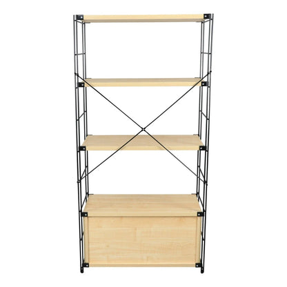 Brentwood Etagere Bookcase with Black Powder Coated Steel Frame and Melamine Board Shelves - Elax Furniture