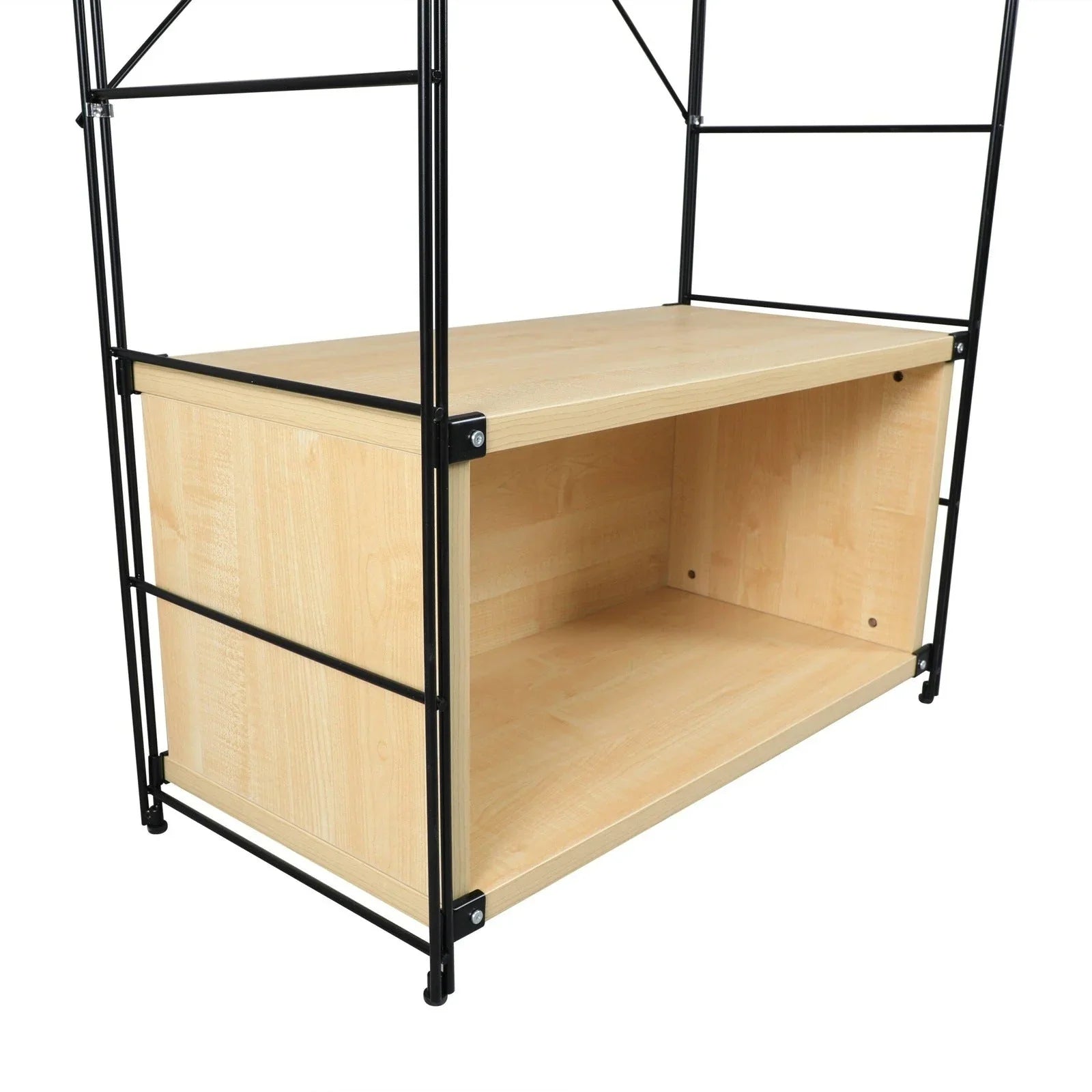 Brentwood Etagere Bookcase with Black Powder Coated Steel Frame and Melamine Board Shelves - Elax Furniture
