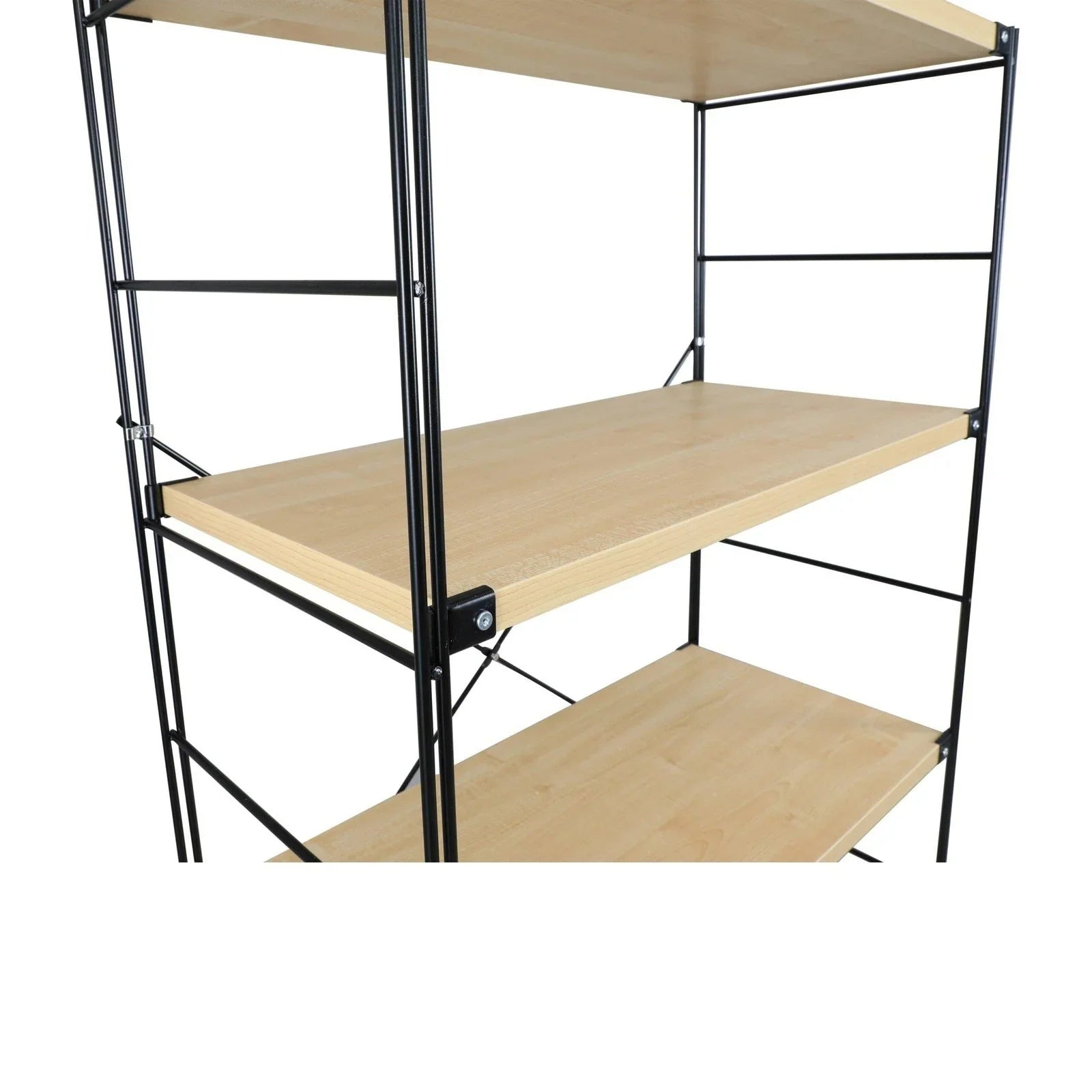 Brentwood Etagere Bookcase with Black Powder Coated Steel Frame and Melamine Board Shelves - Elax Furniture