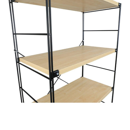 Brentwood Etagere Bookcase with Black Powder Coated Steel Frame and Melamine Board Shelves - Elax Furniture