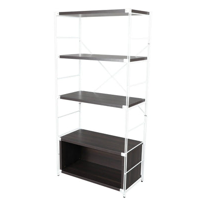 Brentwood Etagere Bookcase with White Powder Coated Steel Frame and Melamine Board Shelves - Elax Furniture