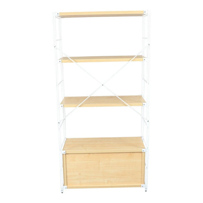 Brentwood Etagere Bookcase with White Powder Coated Steel Frame and Melamine Board Shelves - Elax Furniture