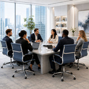 Benmar Mid-Back Leather Office Conference Chair Adjustable Height, Swivel, and Tilt
