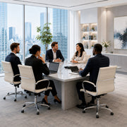 Benmar Mid-Back Leather Office Conference Chair Adjustable Height, Swivel, and Tilt