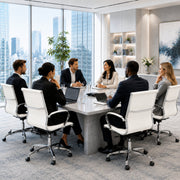 Benmar Mid-Back Leather Office Conference Chair Adjustable Height, Swivel, and Tilt