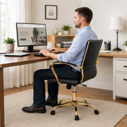 Benmar Mid-Back Leather Office Conference Chair Adjustable Height, Swivel, and Tilt