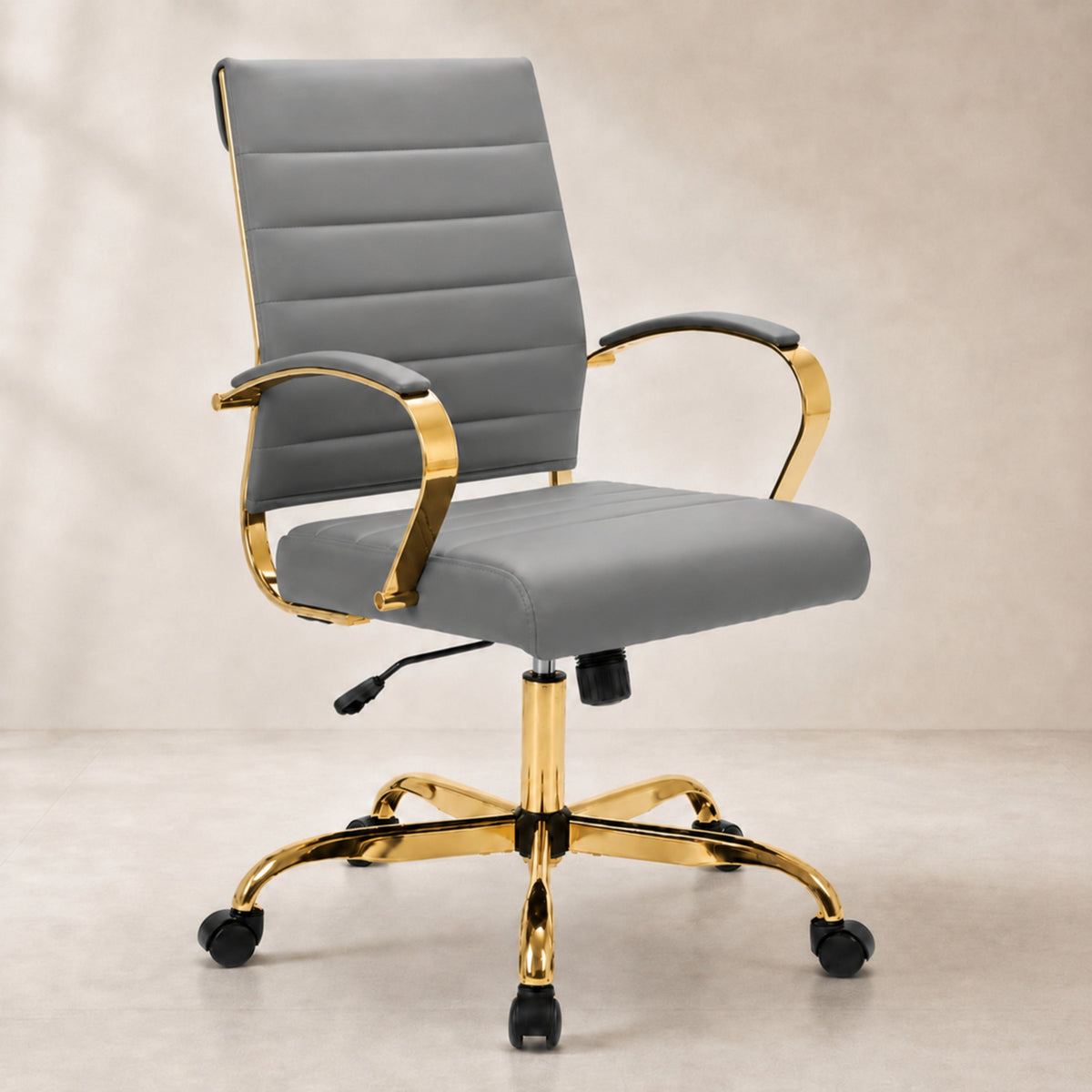 Benmar Mid-Back Leather Office Conference Chair Adjustable Height, Swivel, and Tilt