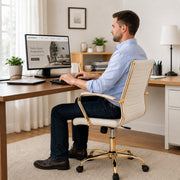 Benmar Mid-Back Leather Office Conference Chair Adjustable Height, Swivel, and Tilt