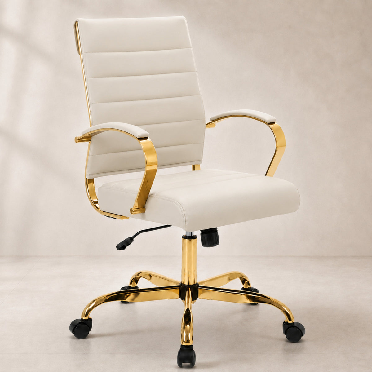 Benmar Mid-Back Leather Office Conference Chair Adjustable Height, Swivel, and Tilt