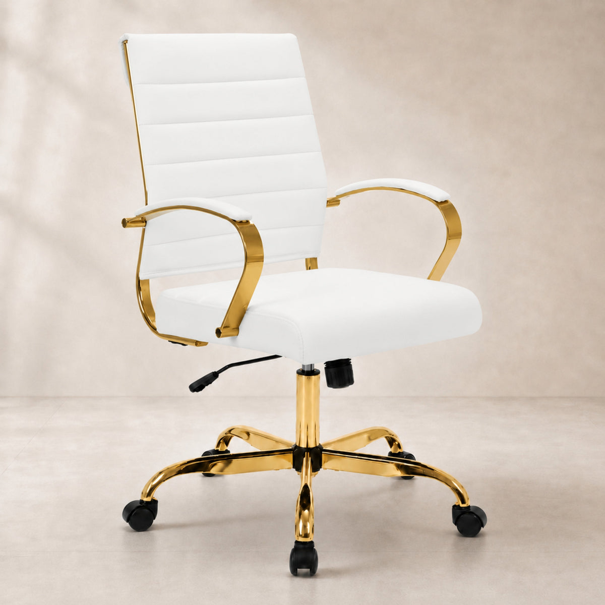 Benmar Mid-Back Leather Office Conference Chair Adjustable Height, Swivel, and Tilt