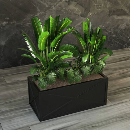 Bonsai Fiberglass and Clay Planter - Rectangular Weather-Resistant Planter Box with Drainage Holes - Elax Furniture