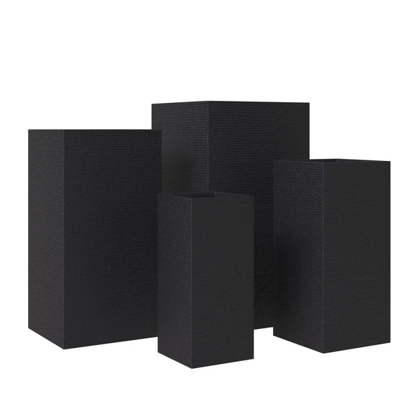 Basalt 4-Piece Fiberstone and MGO Clay Planter Set, Mid-Century Modern Tall Square Planter Pot for Indoor and Outdoor - Elax Furniture