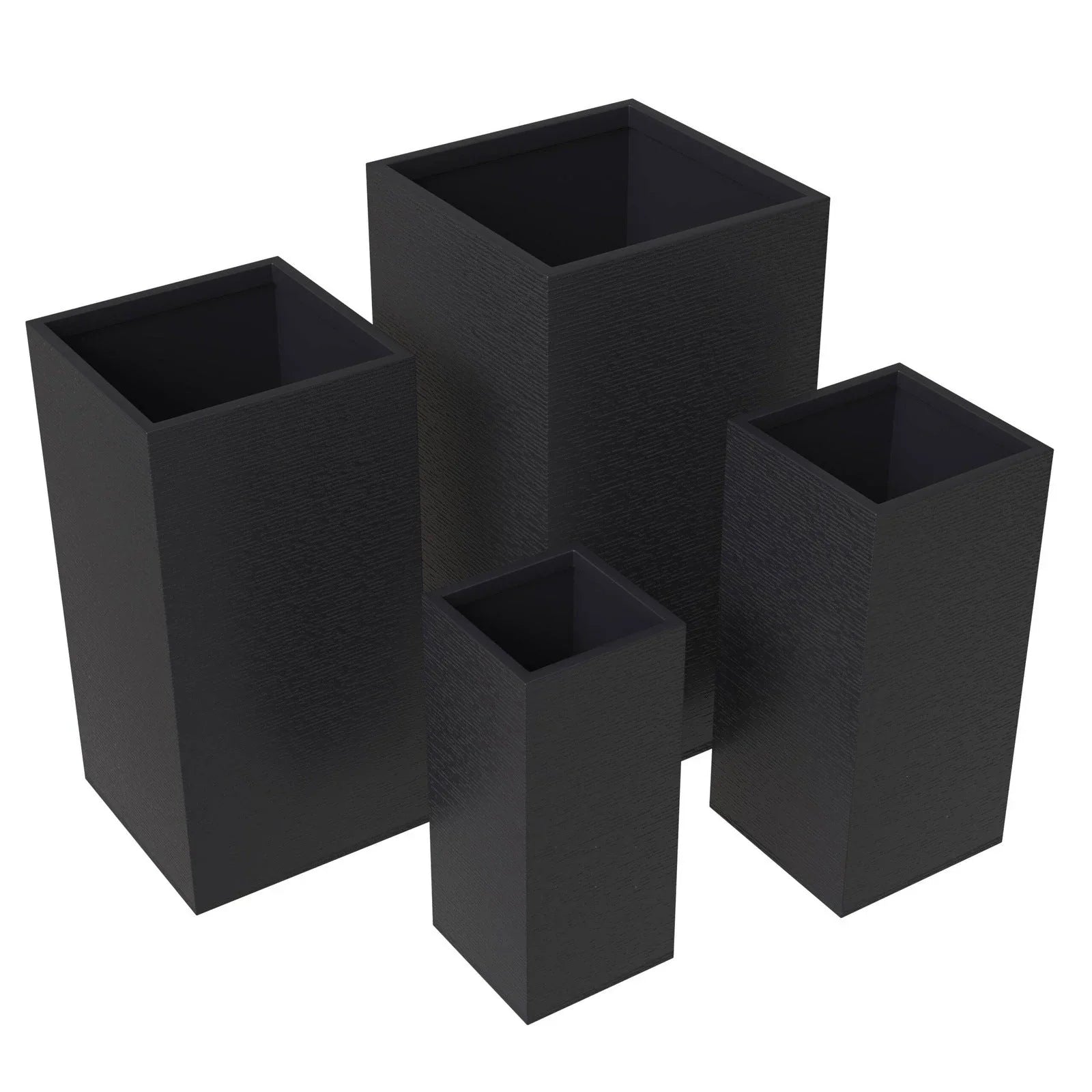 Basalt 4-Piece Fiberstone and MGO Clay Planter Set, Mid-Century Modern Tall Square Planter Pot for Indoor and Outdoor - Elax Furniture