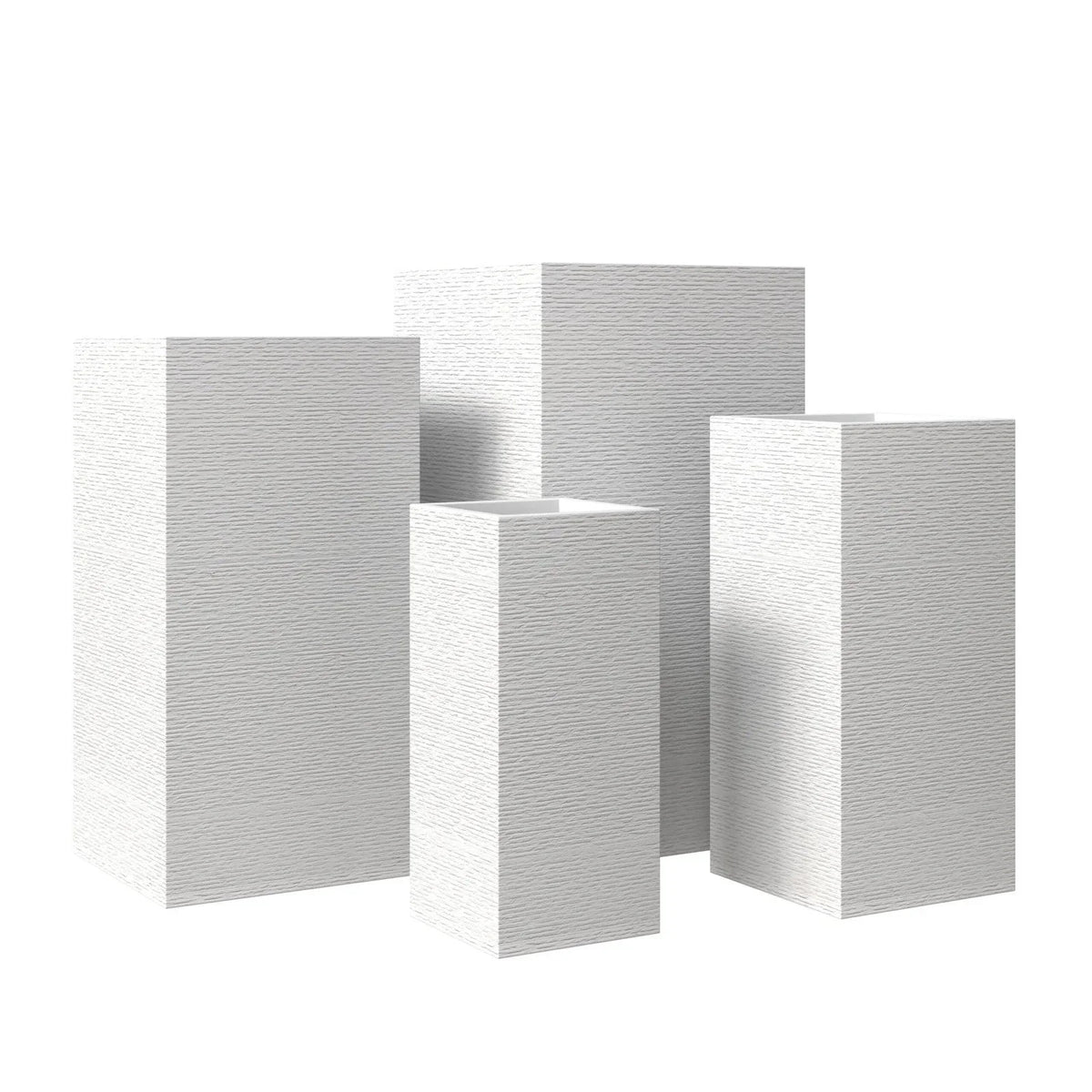 Basalt 4-Piece Fiberstone and MGO Clay Planter Set, Mid-Century Modern Tall Square Planter Pot for Indoor and Outdoor - Elax Furniture