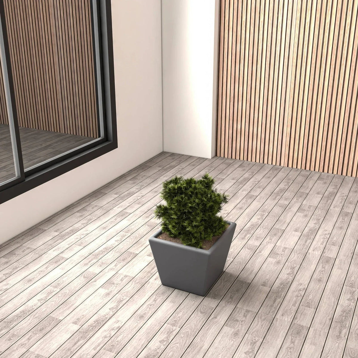 Blossom Fiberstone Tapered Square Planter Pot in Dark Grey - Elax Furniture
