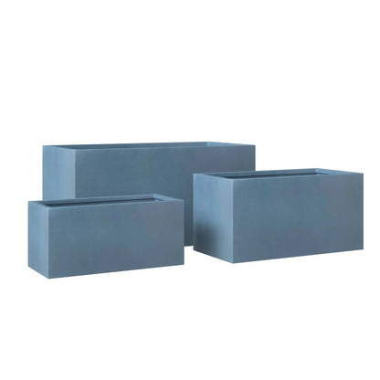 Bloom 3-Piece Modern Fiberstone and MGO Clay Rectangular Planter Set for Indoor and Outdoor - Elax Furniture