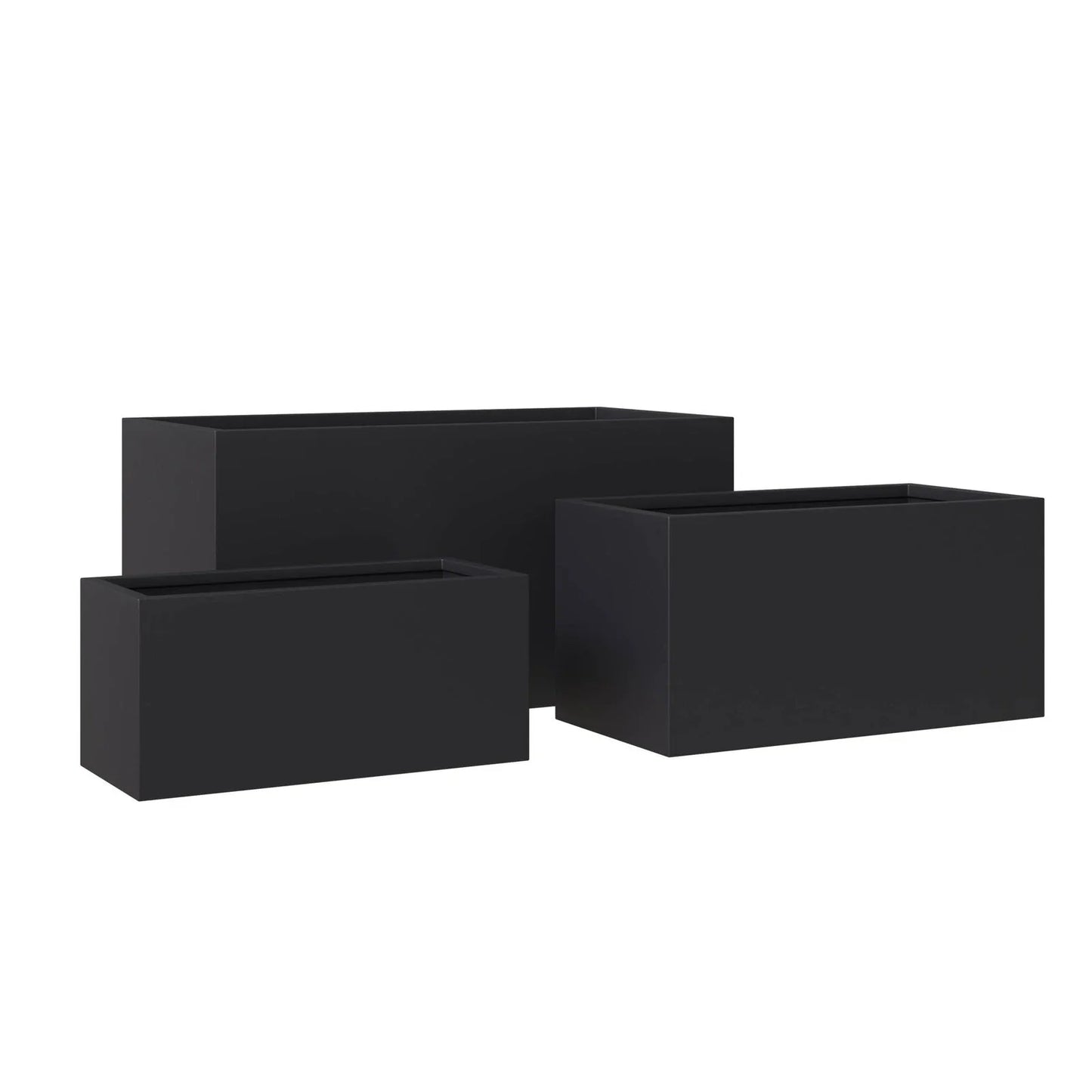 Bloom 3-Piece Modern Fiberstone and MGO Clay Rectangular Planter Set for Indoor and Outdoor - Elax Furniture