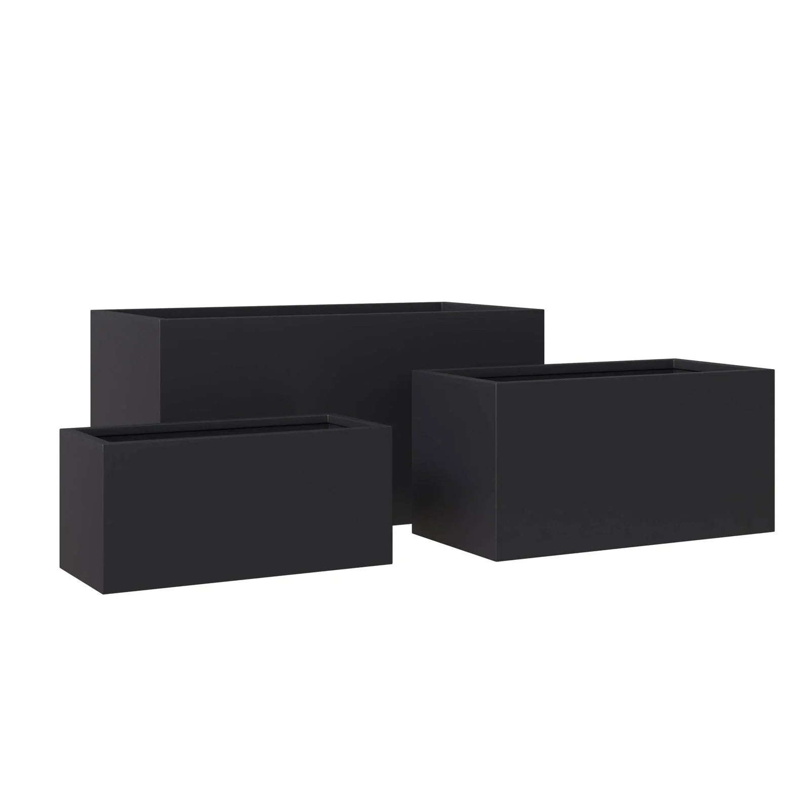 Bloom 3-Piece Modern Fiberstone and MGO Clay Rectangular Planter Set for Indoor and Outdoor - Elax Furniture