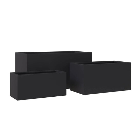 Bloom 3-Piece Modern Fiberstone and MGO Clay Rectangular Planter Set for Indoor and Outdoor - Elax Furniture