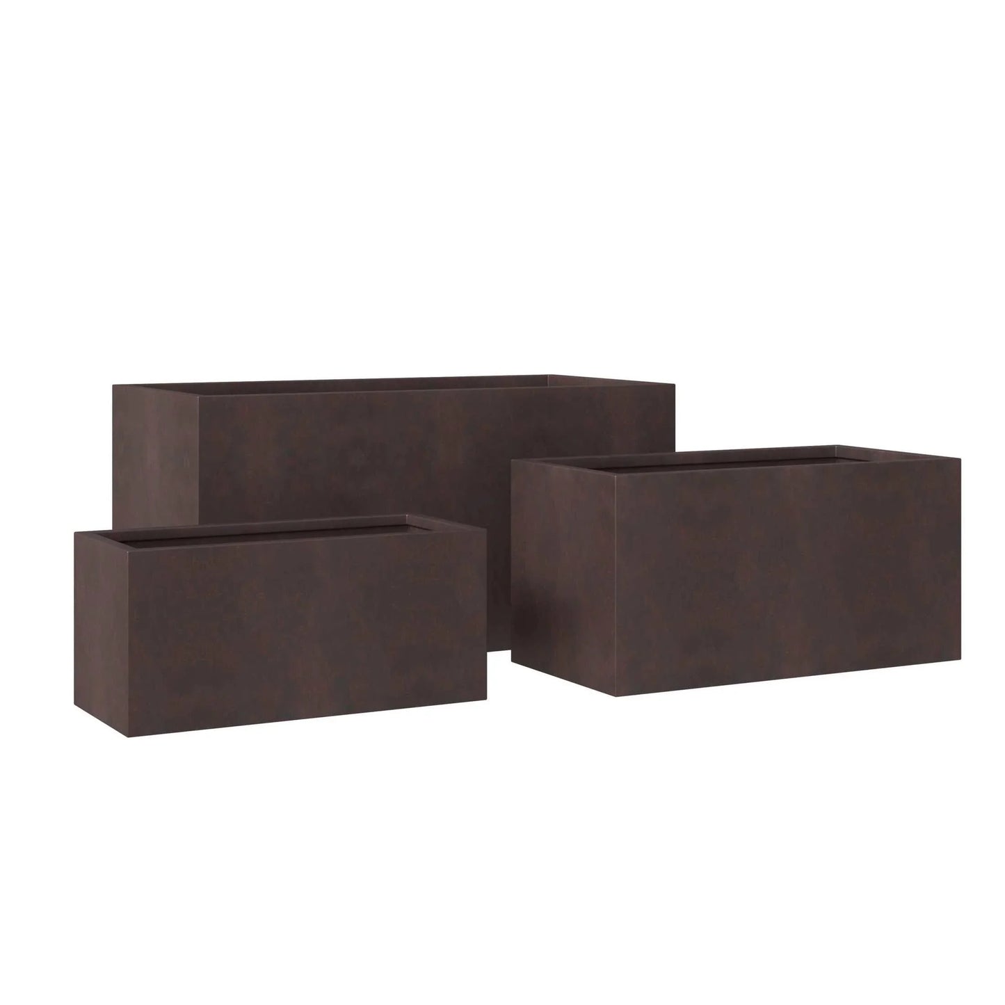 Bloom 3-Piece Modern Fiberstone and MGO Clay Rectangular Planter Set for Indoor and Outdoor - Elax Furniture