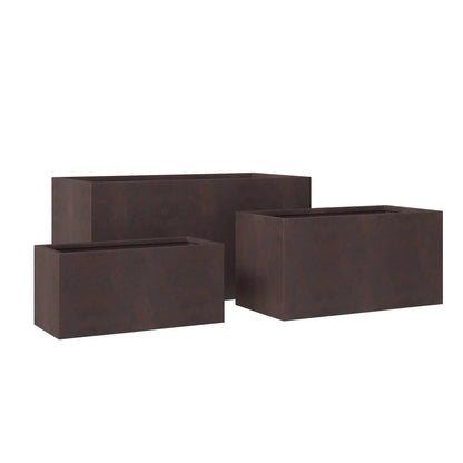 Bloom 3-Piece Modern Fiberstone and MGO Clay Rectangular Planter Set for Indoor and Outdoor - Elax Furniture