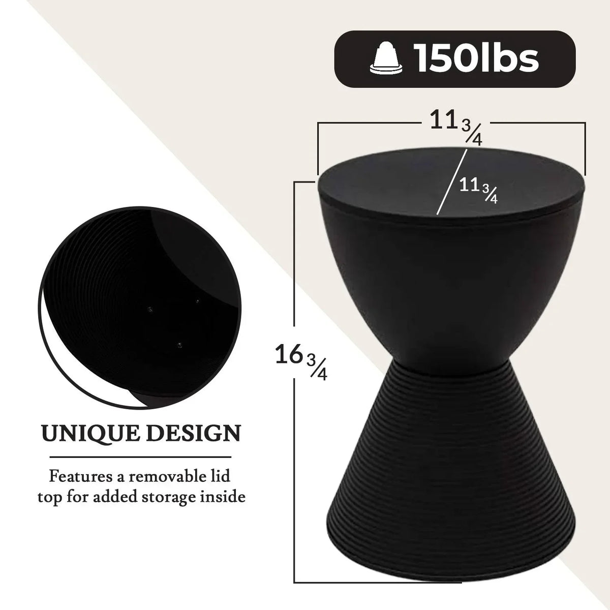 Boyd Storage Round Side End Table in Polypropylene Plastic - Elax Furniture