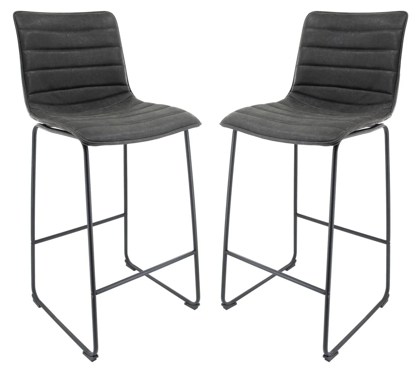 Brooklyn 29.9" Modern Leather Bar Stool With Black Iron Base & Footrest Set of 2 - Elax Furniture