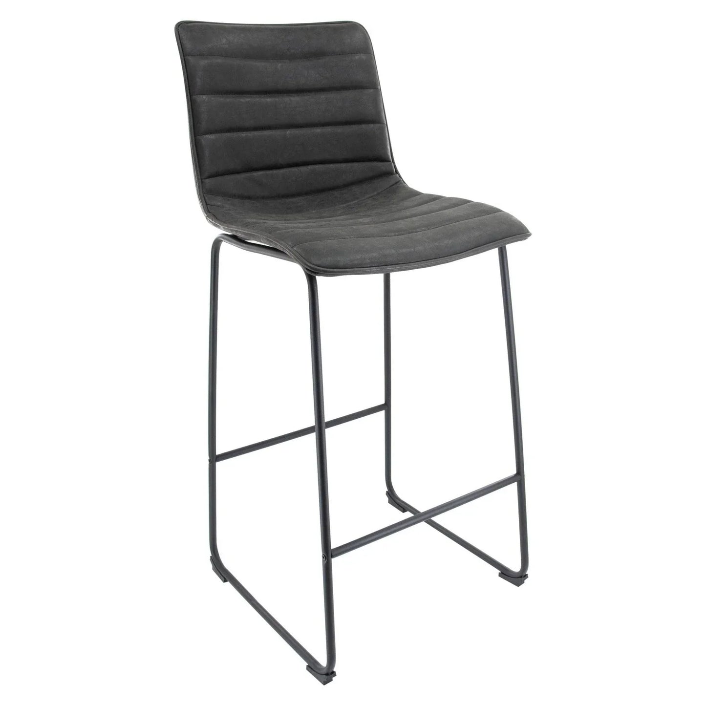 Brooklyn 29.9" Modern Leather Bar Stool With Black Iron Base & Footrest - Elax Furniture