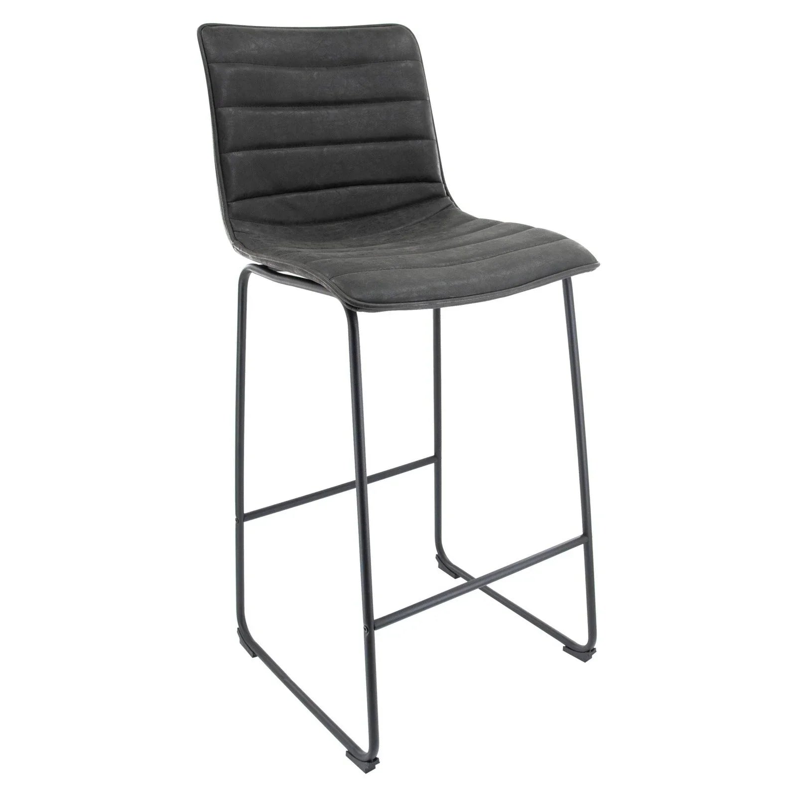 Brooklyn 29.9" Modern Leather Bar Stool With Black Iron Base & Footrest - Elax Furniture