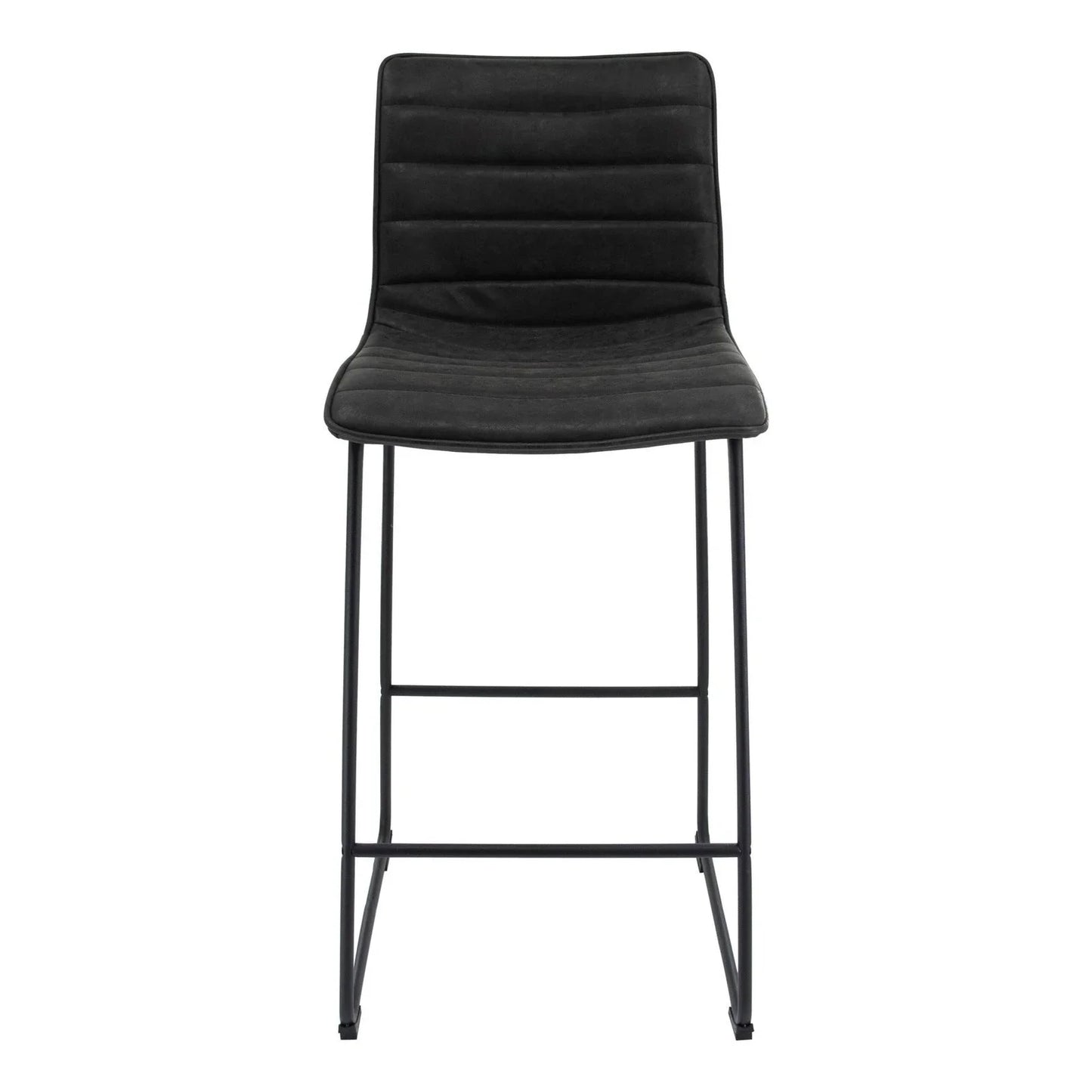 Brooklyn 29.9" Modern Leather Bar Stool With Black Iron Base & Footrest - Elax Furniture