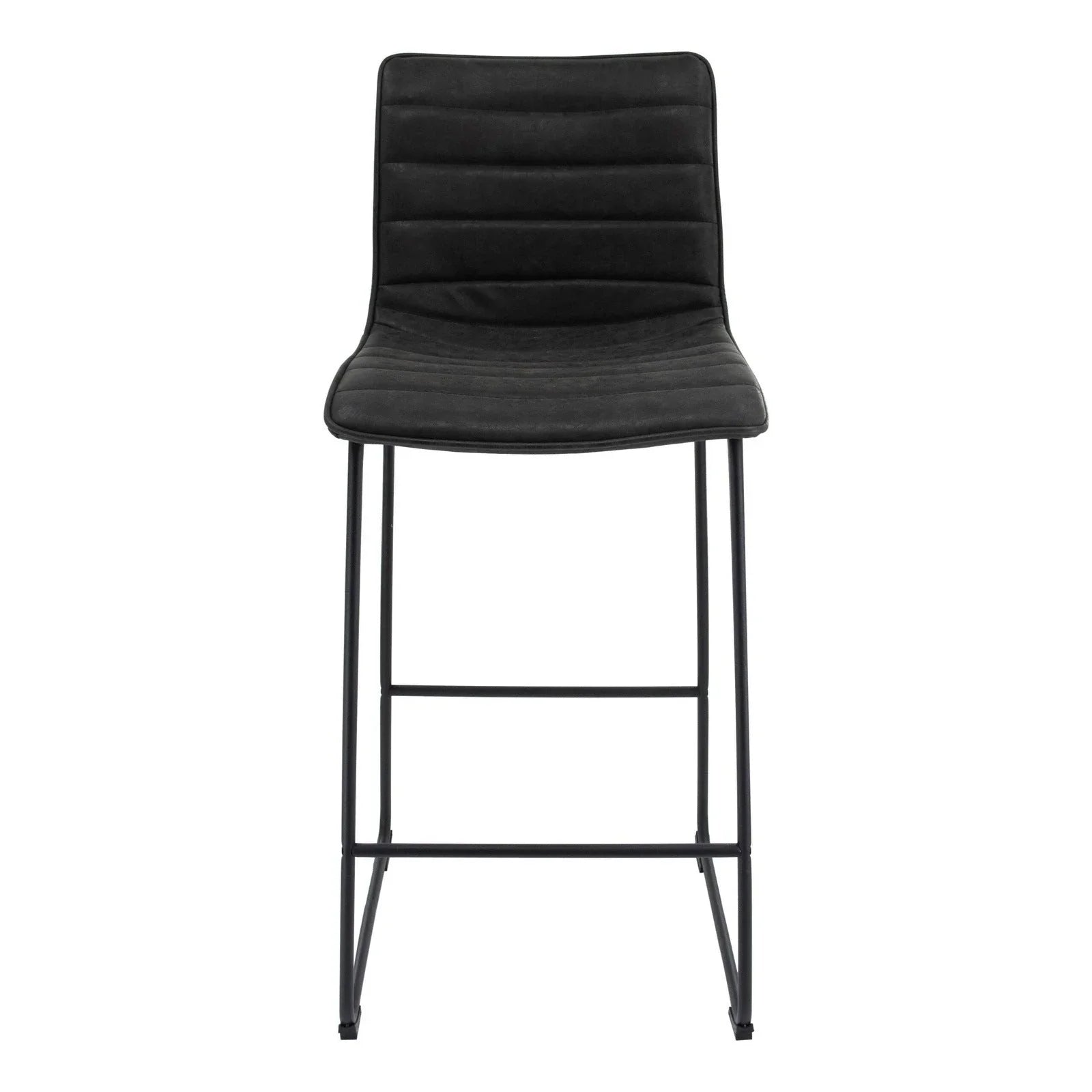 Brooklyn 29.9" Modern Leather Bar Stool With Black Iron Base & Footrest - Elax Furniture