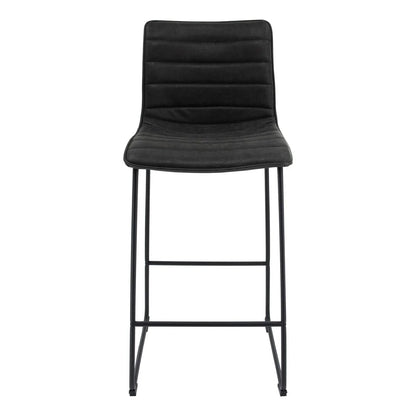 Brooklyn 29.9" Modern Leather Bar Stool With Black Iron Base & Footrest Set of 2 - Elax Furniture