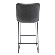 Brooklyn 29.9" Modern Leather Bar Stool With Black Iron Base & Footrest - Elax Furniture