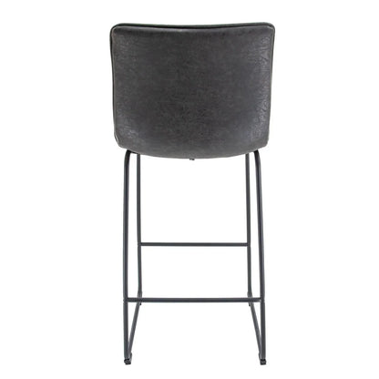 Brooklyn 29.9" Modern Leather Bar Stool With Black Iron Base & Footrest Set of 2 - Elax Furniture