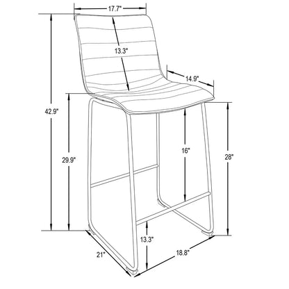 Brooklyn 29.9" Modern Leather Bar Stool With Black Iron Base & Footrest - Elax Furniture