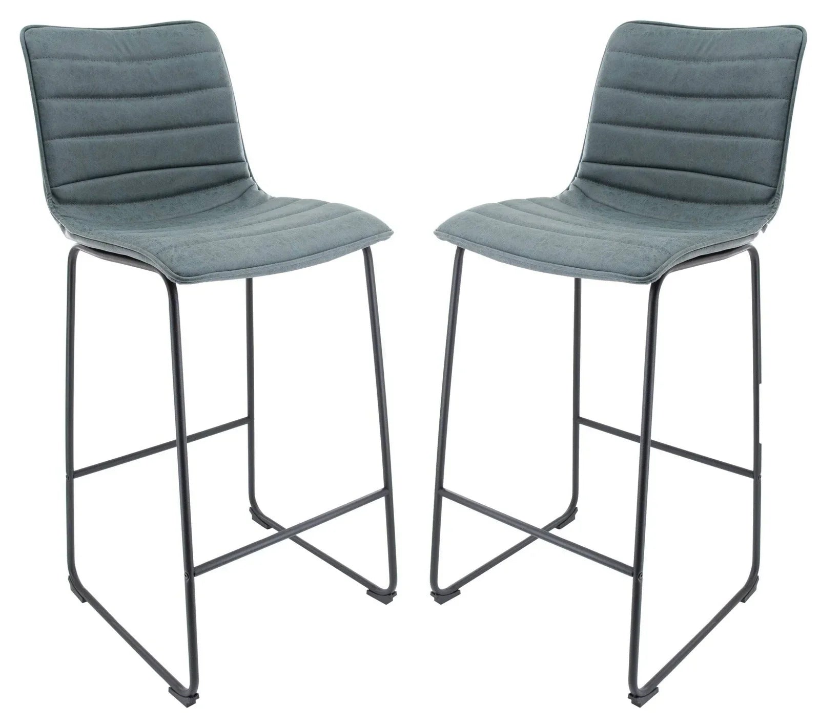 Brooklyn 29.9" Modern Leather Bar Stool With Black Iron Base & Footrest Set of 2 - Elax Furniture