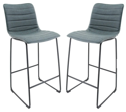 Brooklyn 29.9" Modern Leather Bar Stool With Black Iron Base & Footrest Set of 2 - Elax Furniture