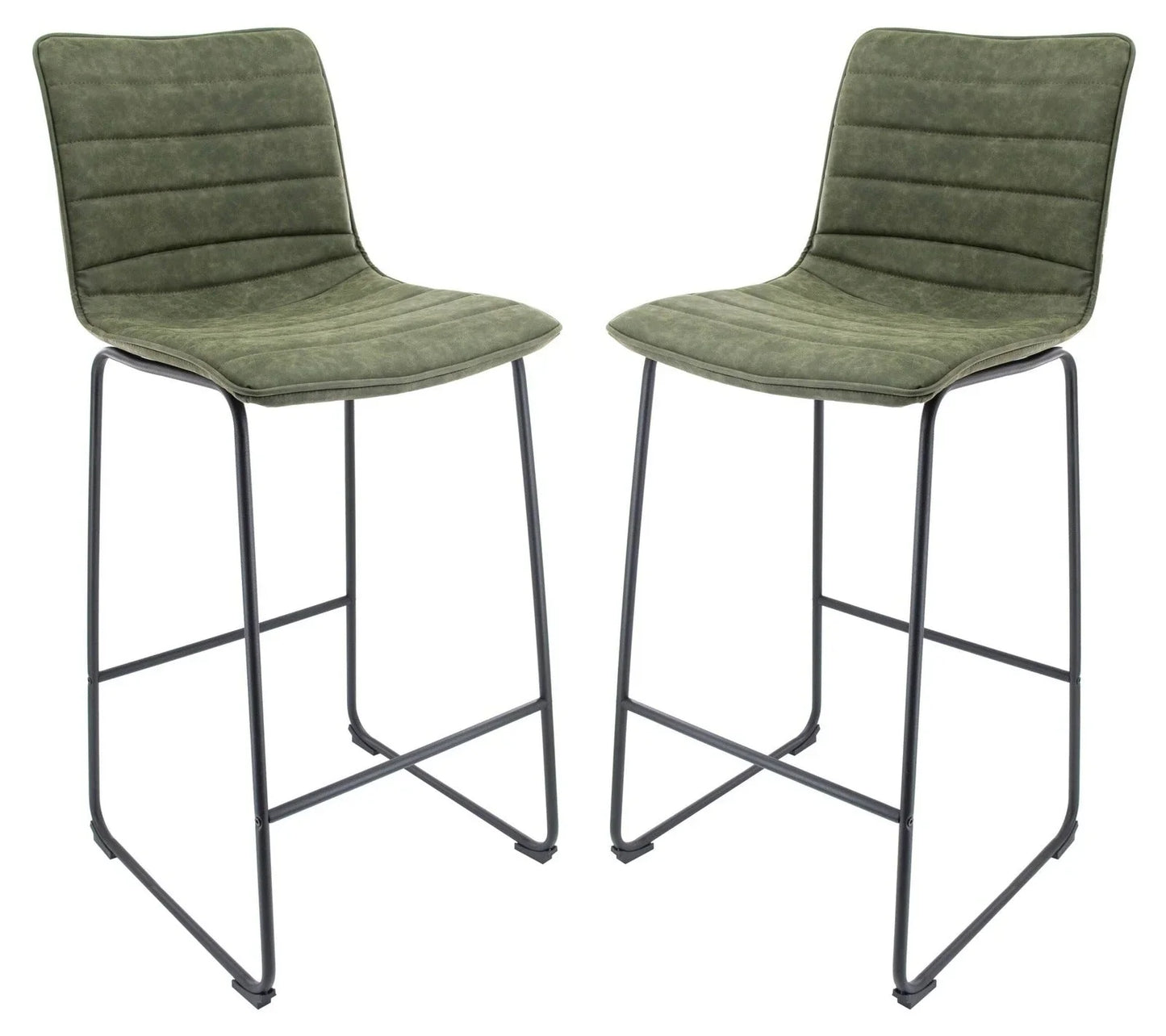 Brooklyn 29.9" Modern Leather Bar Stool With Black Iron Base & Footrest Set of 2 - Elax Furniture