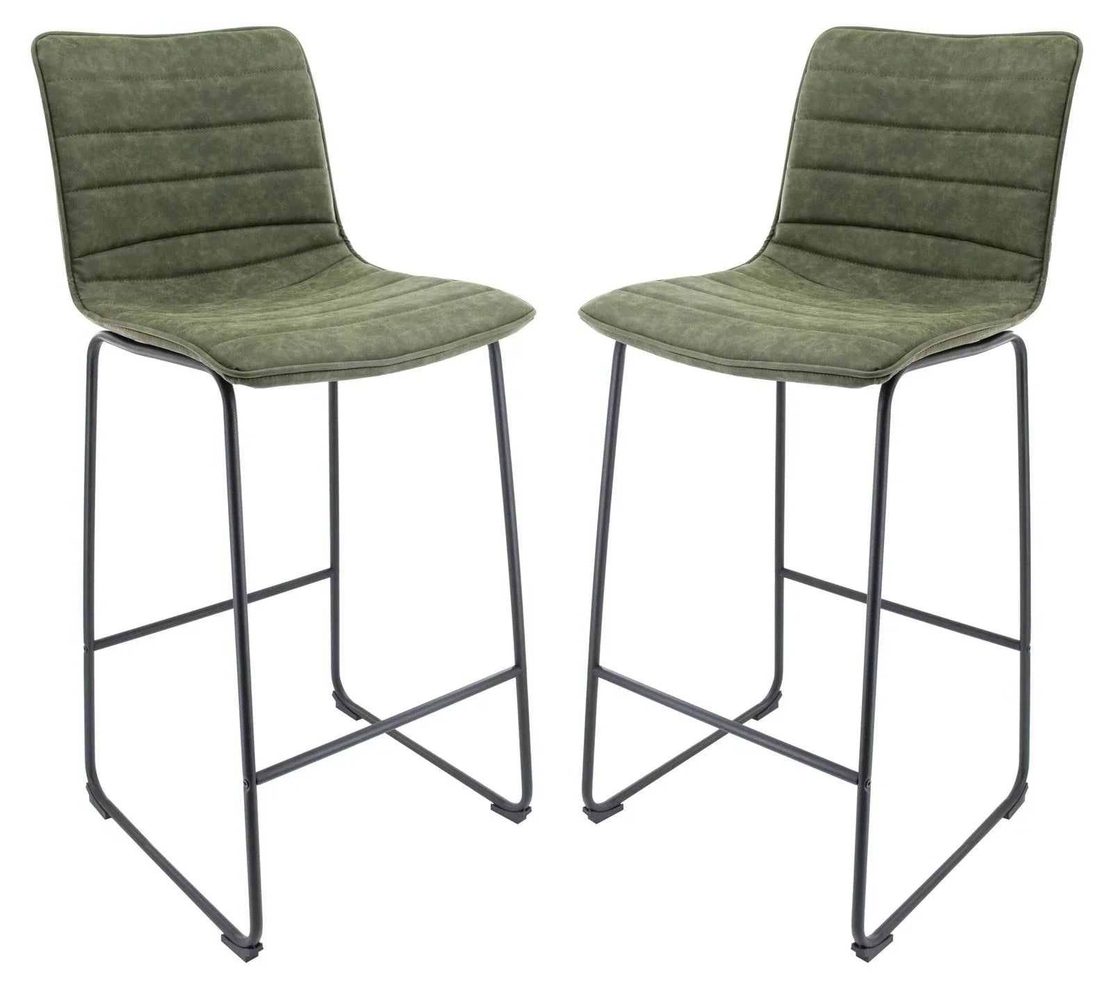 Brooklyn 29.9" Modern Leather Bar Stool With Black Iron Base & Footrest Set of 2 - Elax Furniture
