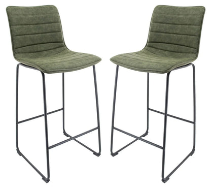 Brooklyn 29.9" Modern Leather Bar Stool With Black Iron Base & Footrest Set of 2 - Elax Furniture