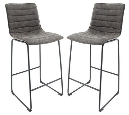 Brooklyn 29.9" Modern Leather Bar Stool With Black Iron Base & Footrest Set of 2 - Elax Furniture