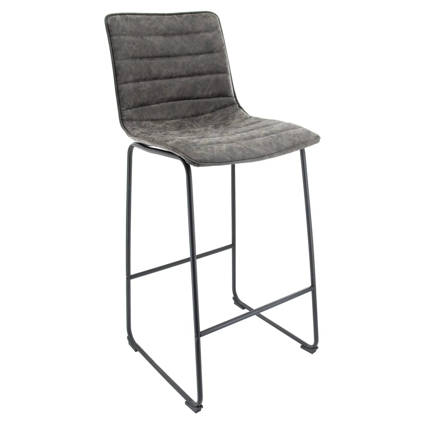 Brooklyn 29.9" Modern Leather Bar Stool With Black Iron Base & Footrest - Elax Furniture