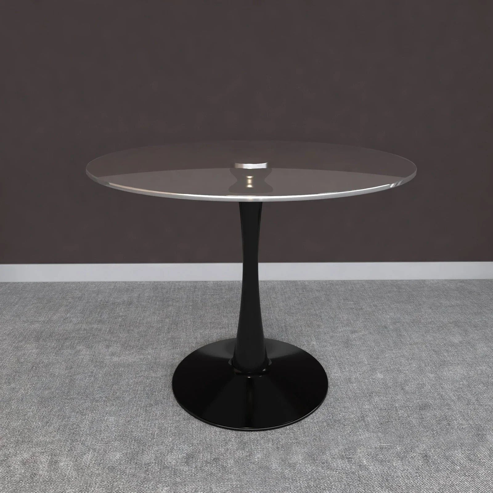 Bristol Round Dining Table with Glass Top and Iron Pedestal Base - Elax Furniture